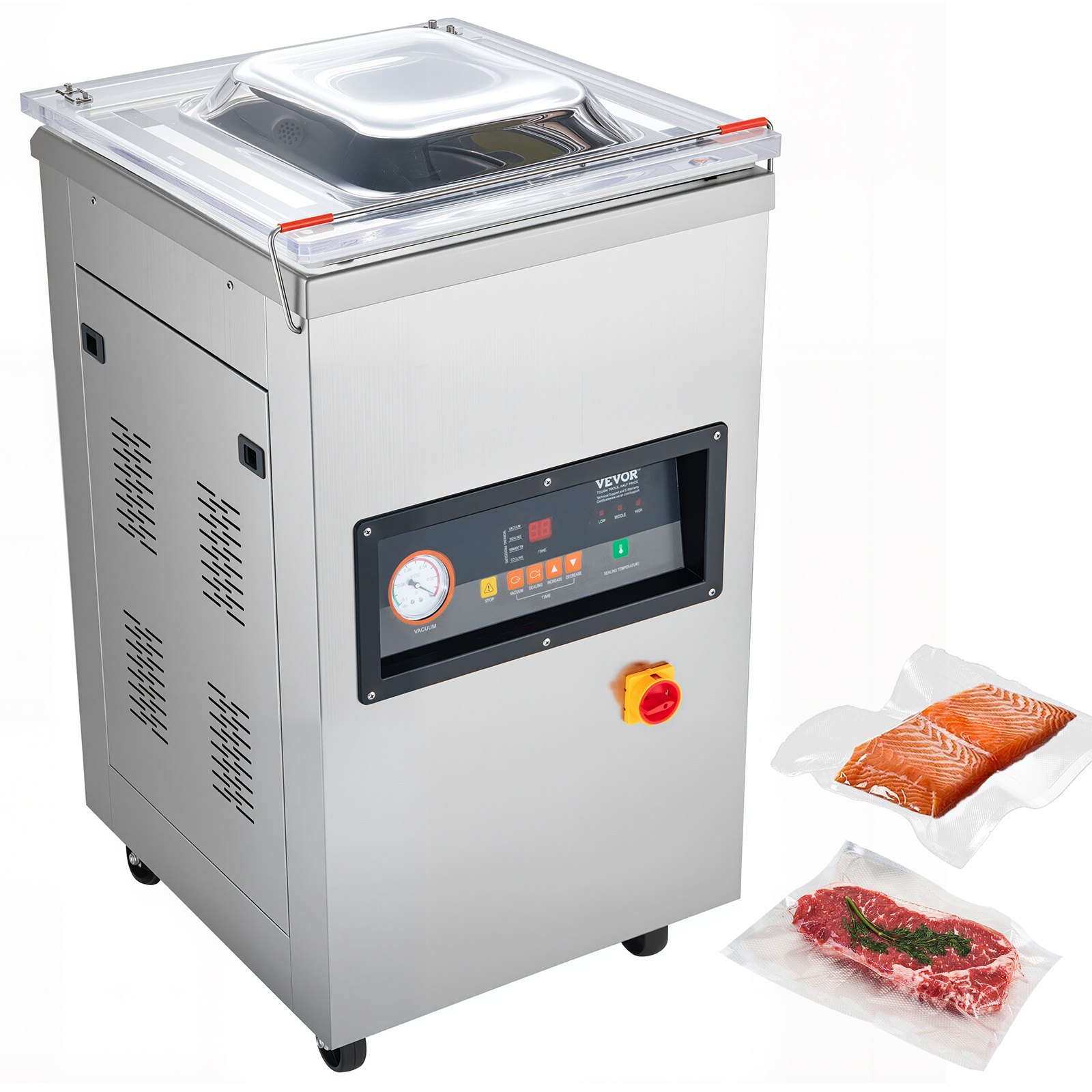 VEVOR Chamber Vacuum Sealer, 600W Sealing Power, Vacuum Packing Machine for Wet Foods, Meats, Marinades and More, Compact Size with 400 mm Sealing Length, Applied in Home Kitchen and Commercial Use
