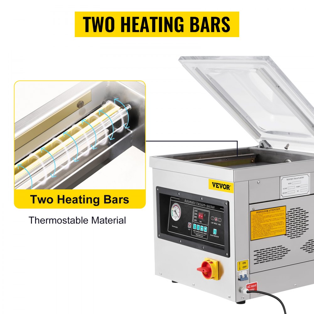 VEVOR Chamber Vacuum Sealer, 600W Sealing Power, Vacuum Packing Machine for Wet Foods, Meats, Marinades and More, Compact Size with 400 mm Sealing Length, Applied in Home Kitchen and Commercial Use
