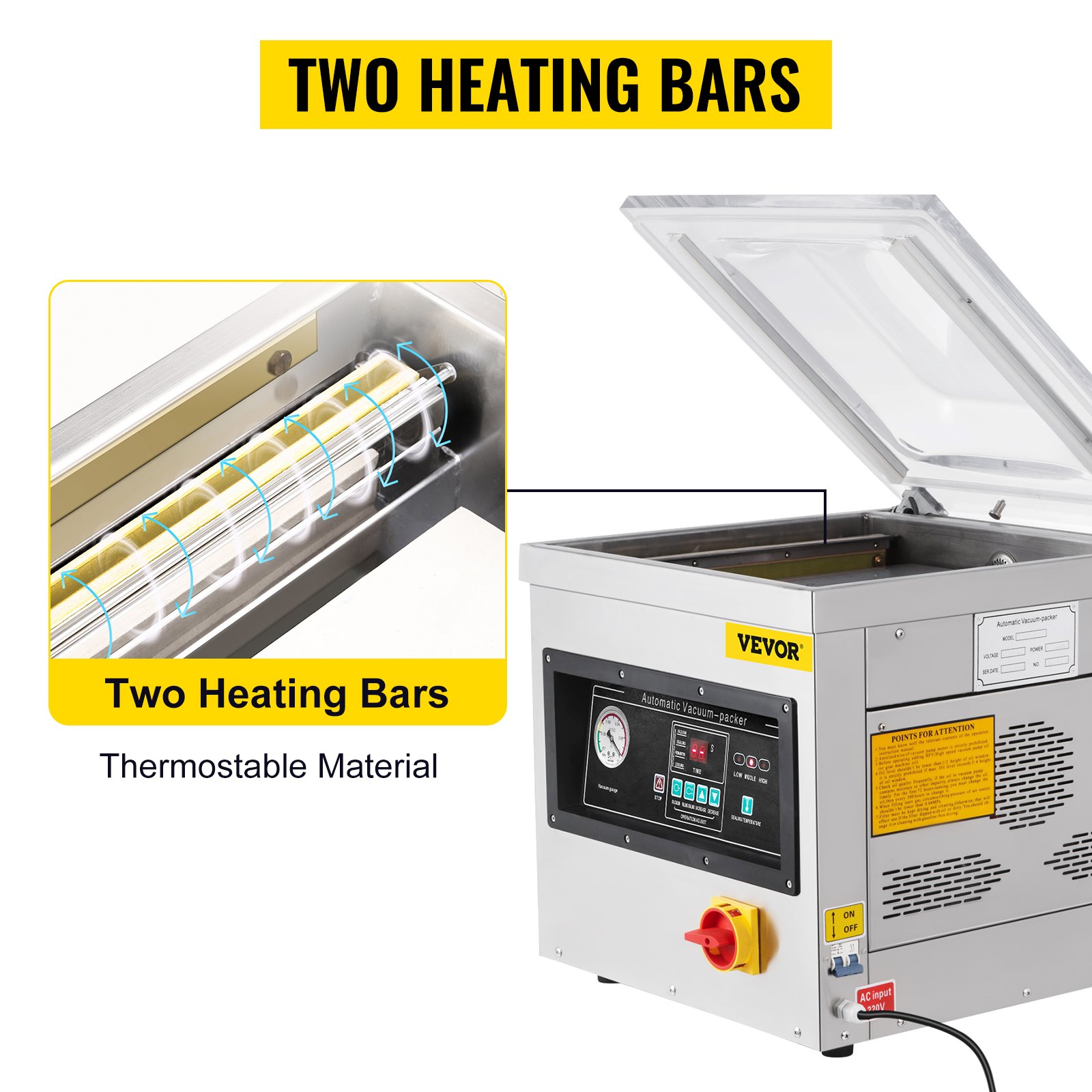 VEVOR Chamber Vacuum Sealer, 600W Sealing Power, Vacuum Packing Machine for Wet Foods, Meats, Marinades and More, Compact Size with 400 mm Sealing Length, Applied in Home Kitchen and Commercial Use