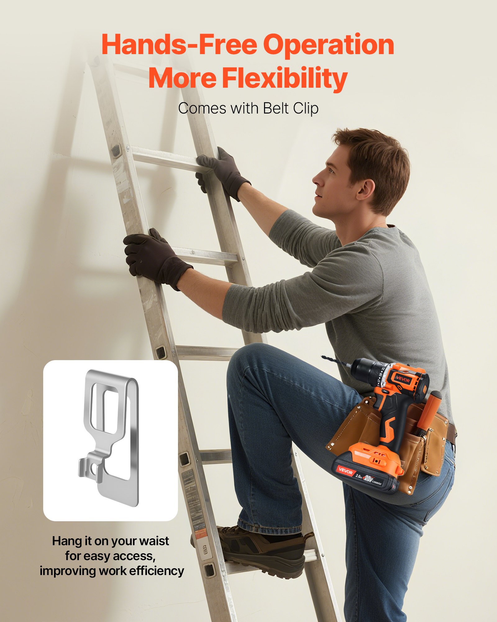 VEVOR Cordless Drill Driver, 1/2 inch Metal Chuck, Brushless Motor, Dual-Speed Variable, Drill Driver Kit with Lithium Battery and Charger, Tool Box, for Wood and Metal Drilling, Screw Driving