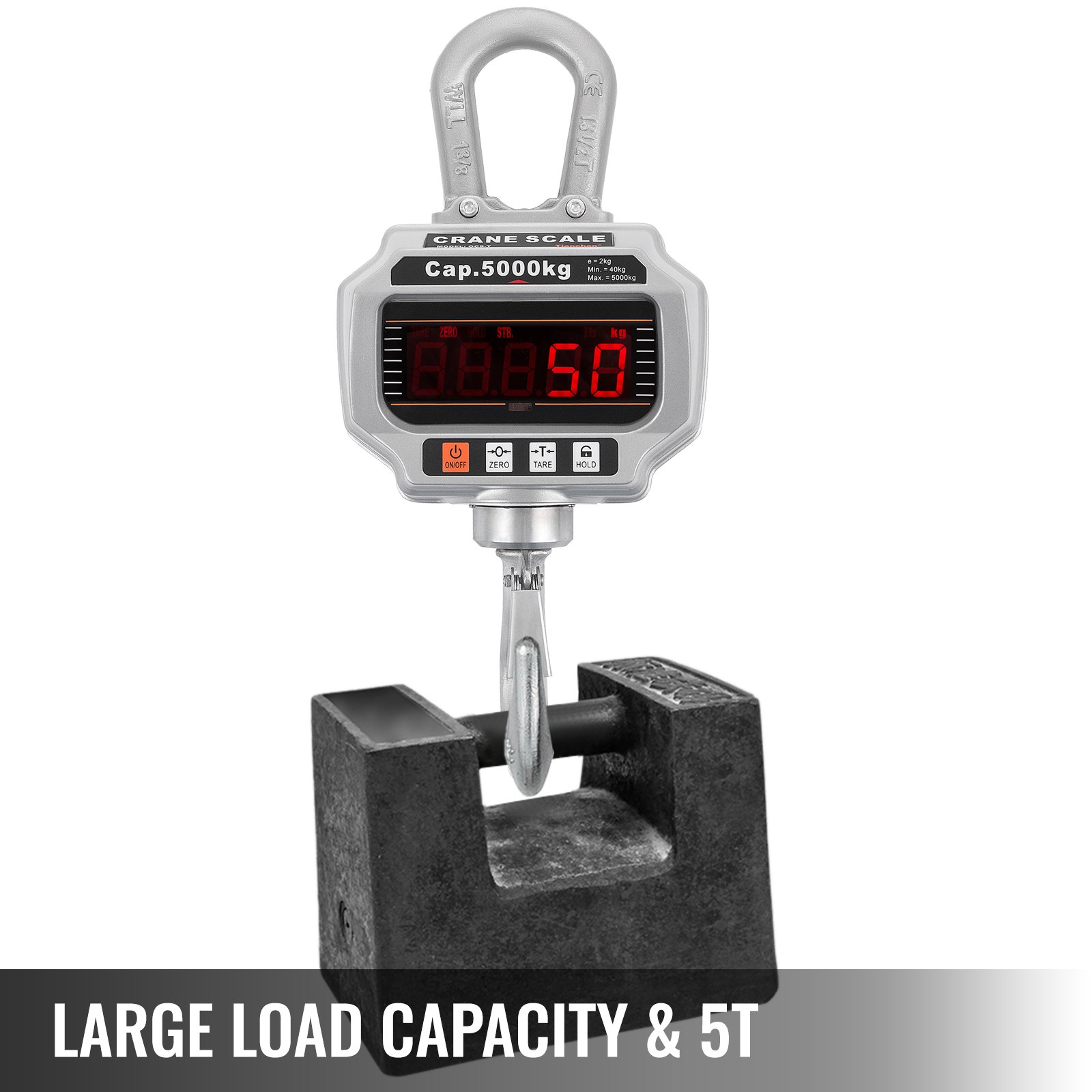 VEVOR Crane Scale 5Ton, Digital Hanging Scale 11000lbs, Heavy Duty Industrial Hanging Scale with Hook for Industrial Plants Workshops Agricultural Markets etc.