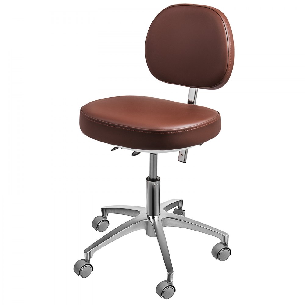VEVOR Dental Medical Chair for Dentist Doctor's Stool Adjustable Mobile Chair PU Leather (Brown)