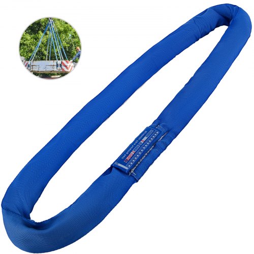 19.7ft 17600lbs Endless Round Lifting Sling Blue Polyester Steel
