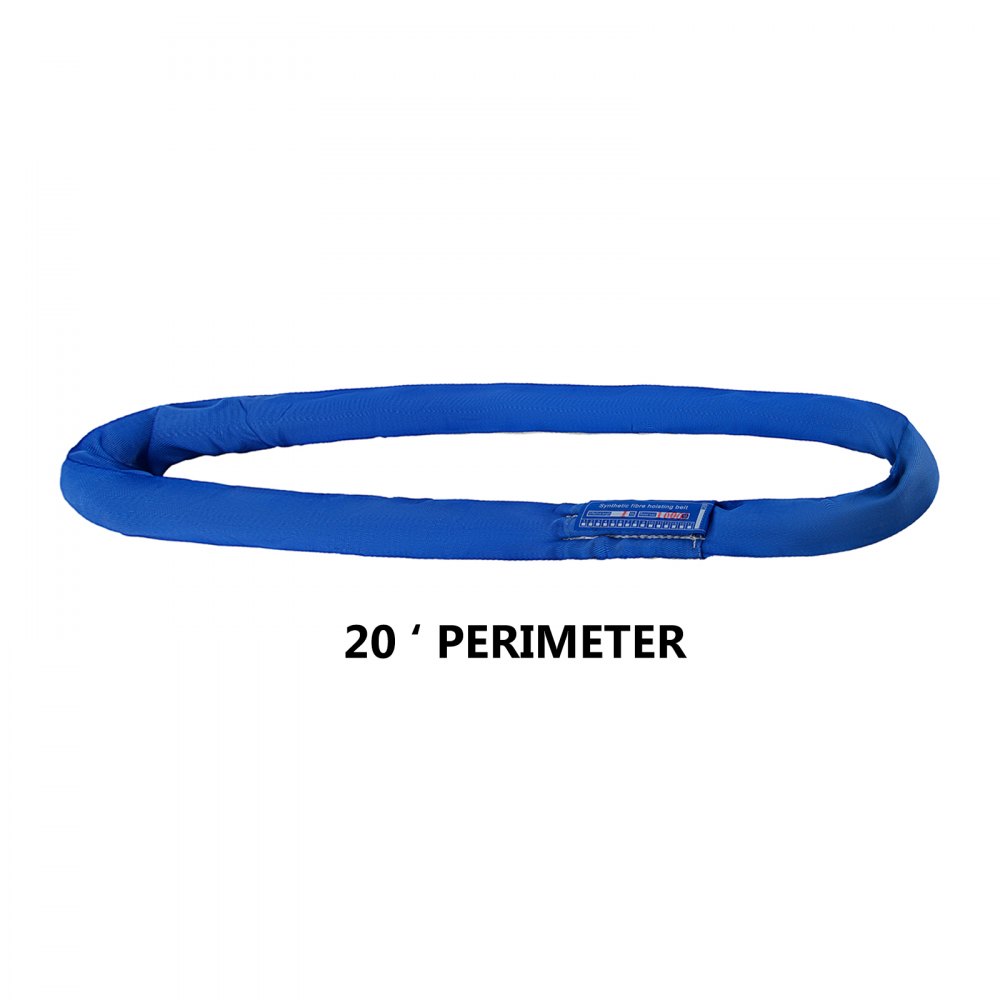 19.7ft 17600lbs Endless Round Lifting Sling Blue Polyester Steel