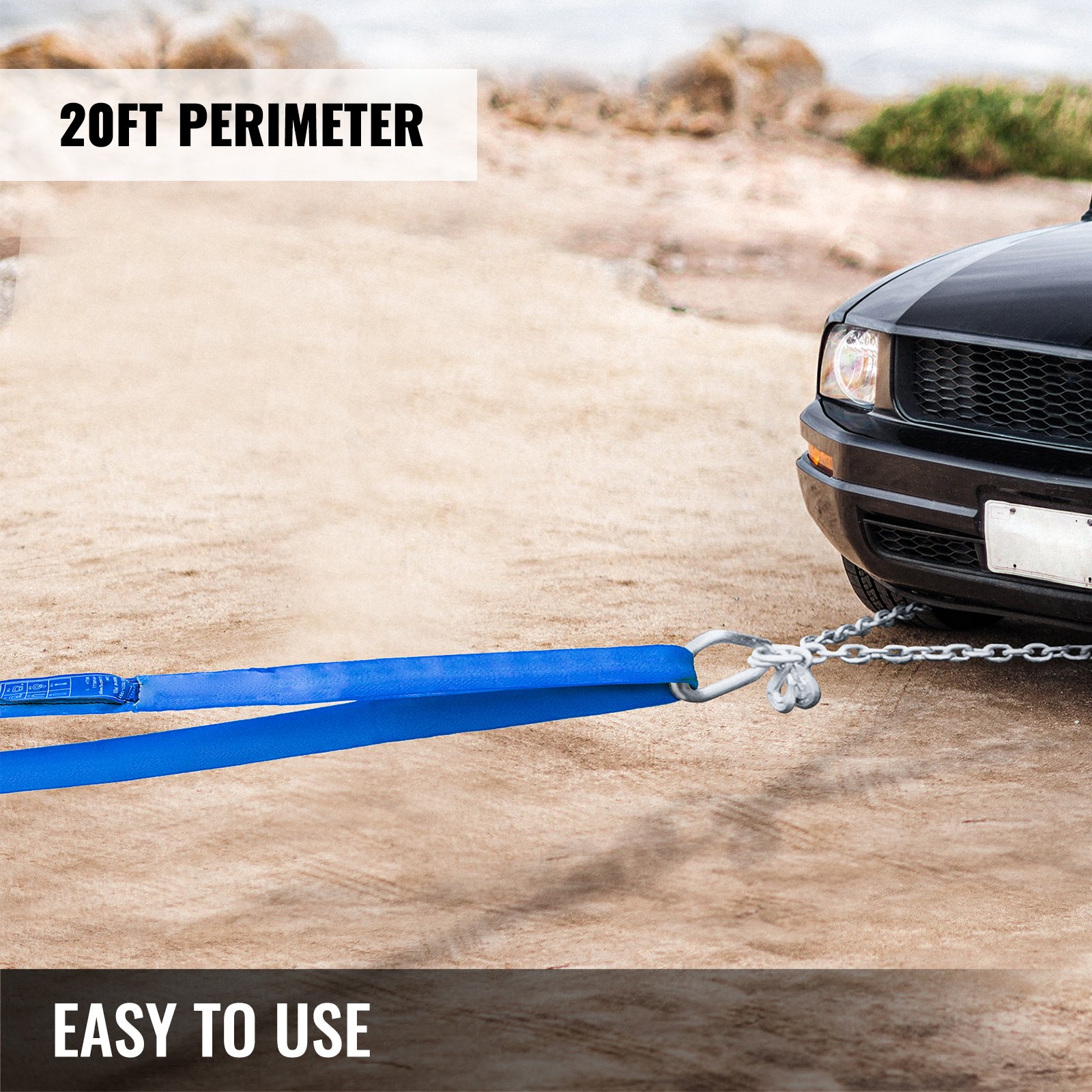 19.7ft 17600lbs Endless Round Lifting Sling Blue Polyester Steel