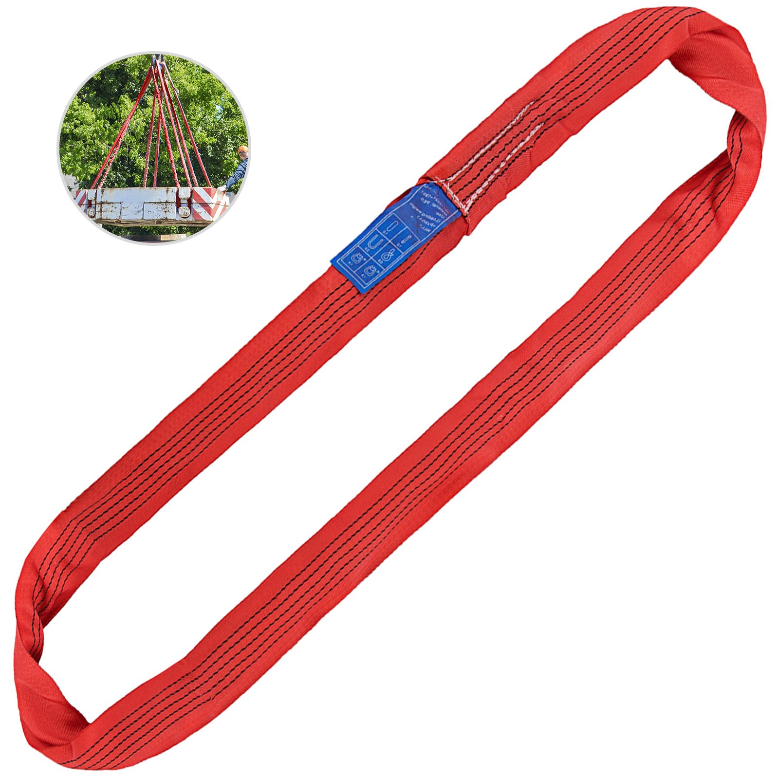 12' Endless Round Lifting Sling For Choke-lifting Cylindrical Objects 11000lbs
