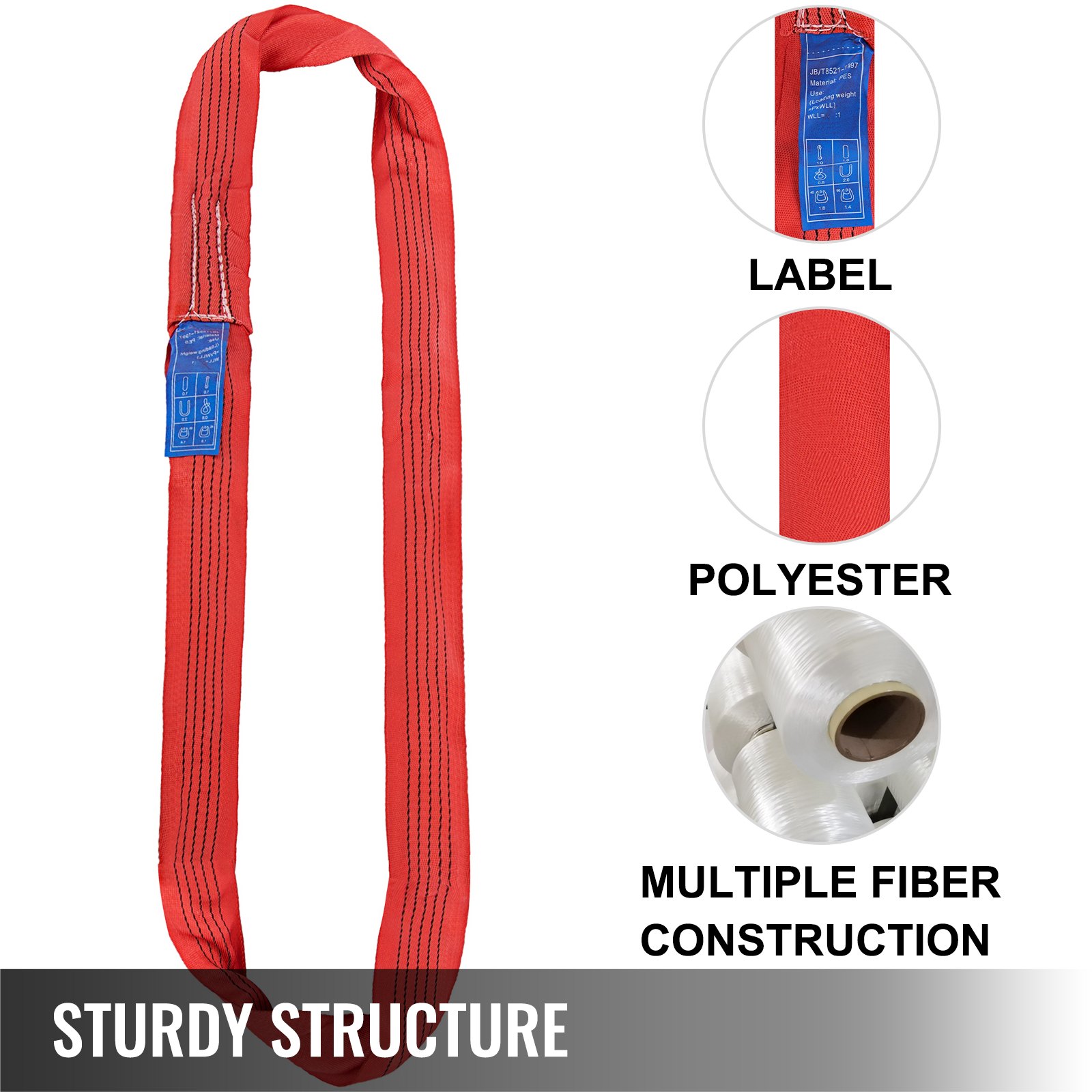 12' Endless Round Lifting Sling For Choke-lifting Cylindrical Objects 11000lbs