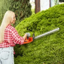 Cordless Electric Hedge Trimmer 20V Battery 20in Dual-Action Blade Bush Cutter
