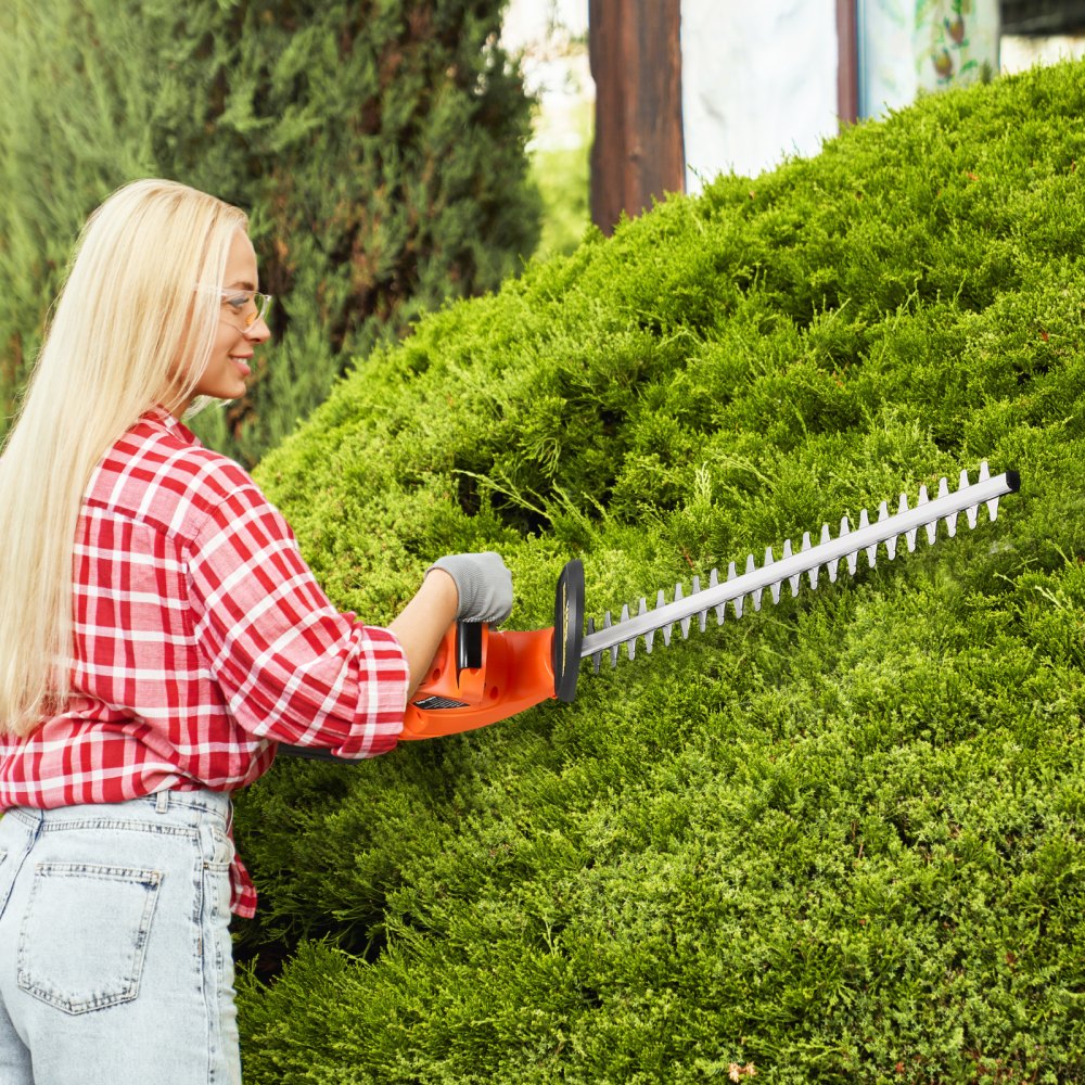 VEVOR Electric Hedge Trimmer, 1200 RPM, Cordless  Hedge Trimmer for Low Branch, 20V 2A Battery, Bush Trimmer with 20 in Dual Action Blade & Secure Design, Gardening Trimmer for Yard Lawn Care