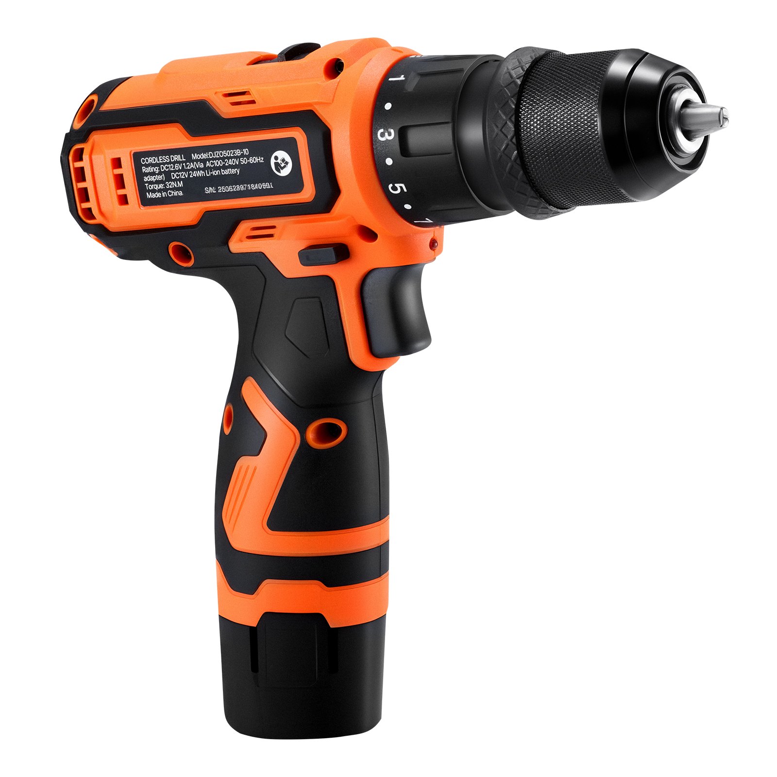 VEVOR Cordless Drill Driver, 5-In-1, Metal Chuck, Dual-Speed Variable, Drill Driver Kit with 2 Lithium Batteries and Charger, Tool Box, for Wood and Metal Drilling, Screw Tightening or Loosening