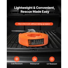 VEVOR Towing Strap Rope 17000 lbs 20 ft Car Tow Cable with 2 Hooks Heavy Duty
