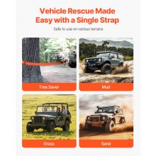 VEVOR Car Tow Cable Towing Strap Rope 36000 lbs 20 ft Emergency Heavy Duty Strap