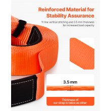 VEVOR Car Tow Cable Towing Strap Rope 36000 lbs 30ft 3-inch Emergency Heavy Duty