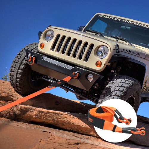 Buy CESS 20ft 11000lb 6m 5ton OFF ROAD 4x4 4WD WINCH SNATCH TOW STRAP WITH HOOKS In Chino