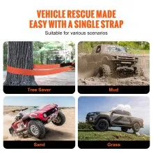 VEVOR Heavy Duty Tow Strap Recovery Kit 3" x 30 ft (MBS-36,000 lbs) Tree Saver Winch Strap, Triple Reinforced Loop & Protective Sleeves & Storage Bag , 3/4" D-Ring Shackles, for Truck Jeep SUV ATV