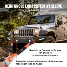 VEVOR Recovery Tow Strap 3 inches, 8 feet 36,000 lbs Break Strength, Triple Reinforced Loop Straps, Tree Saver, Winch Line Extension Strap, Off Road Towing and Recovery, Extreme Weather Resistance