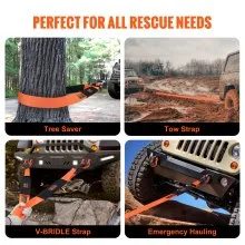 VEVOR Recovery Tow Strap 3 inches, 8 feet 36,000 lbs Break Strength, Triple Reinforced Loop Straps, Tree Saver, Winch Line Extension Strap, Off Road Towing and Recovery, Extreme Weather Resistance