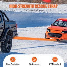 VEVOR Recovery Tow Strap 4" x 30', 46,500 lbs Break Strength, Triple Reinforced Loop Straps, Tree Saver, Off Road Towing and Recovery, Extreme Weather Resistance, Protective Sleeves & Storage Bag