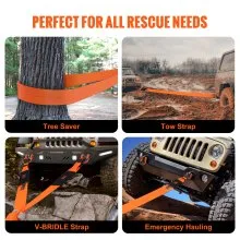 VEVOR Recovery Tow Strap 4" x 30', 46,500 lbs Break Strength, Triple Reinforced Loop Straps, Tree Saver, Off Road Towing and Recovery, Extreme Weather Resistance, Protective Sleeves & Storage Bag