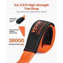 VEVOR Car Tow Cable Towing Strap Rope 36000 lbs 8 ft Emergency Heavy Duty Strap