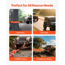 VEVOR Car Tow Cable Towing Strap Rope 36000 lbs 8 ft Emergency Heavy Duty Strap