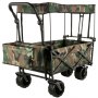 VEVOR Collapsible Folding Wagon with Removable Canopy, Heavy Duty Foldable Wagon Utility Cart for Garden, Camping, Grocery Cart, Beach Wagon Cart with Wheels and Rear Storage, Camouflage