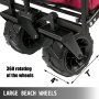 Collapsible Wagon Cart Foldable Wagon Cart W/ Removable Canopy Grocery Cart, Red