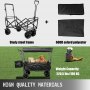 Collapsible Wagon Cart Foldable Wagon Cart W/removable Canopy Grocery Cart Black