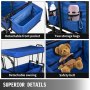 Collapsible Wagon Cart Foldable Wagon Cart W/ Removable Canopy Grocery Cart Blue