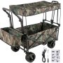Collapsible Wagon Cart Foldable Wagon Cart W/removable Canopy Folding Camouflage