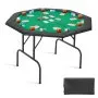 VEVOR Foldable Poker Table, 8 Player 1220 mm Folding Casino Leisure Table with Padded Rails & Cup Holders, Octagonal Portable Game Tables with Felt & Metal Legs, for Texas Hold'em Game and Blackjack