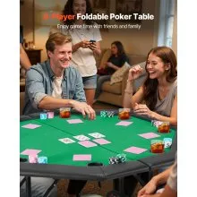 48 in Octagonal Folding Poker Table Foldable 8 Player Casino Texas Holdem Table