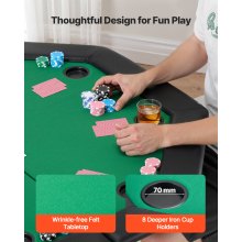 48 in Octagonal Folding Poker Table Foldable 8 Player Casino Texas Holdem Table