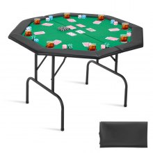 48 in Octagonal Folding Poker Table Foldable 8 Player Casino Texas Holdem Table