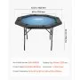 VEVOR Foldable Poker Table, 8 Player 1220 mm Folding Casino Leisure Table with Padded Rails & Cup Holders, Octagonal Portable Game Tables with Felt & Metal Legs, for Texas Hold'em Game and Blackjack
