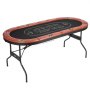 VEVOR Foldable Poker Table, 8 Player 1828.8 mm Folding Casino Leisure Table with Padded Rails & Cup Holders, Oval Portable Game Tables with Felt & Metal Legs, for Texas Hold'em Game and Blackjack