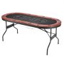 VEVOR Foldable Poker Table, 8 Player 1828.8 mm Folding Casino Leisure Table with Padded Rails & Cup Holders, Oval Portable Game Tables with Felt & Metal Legs, for Texas Hold'em Game and Blackjack