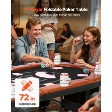 8 Player Oval Foldable Poker Table Casino Blackjack Texas Holdem Table 72 in