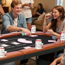 8 Player Oval Foldable Poker Table Casino Blackjack Texas Holdem Table 72 in