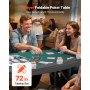 Mesa de póker plegable VEVOR, mesa de casino plegable de 72 pulgadas para 7 jugadores con rieles acolchados y portavasos, mesa de juego portátil semiovalada con patas de fieltro y metal, para Texas Hold'em y Blackjack