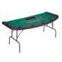 VEVOR Foldable Poker Table, 7 Player 72 in Folding Casino Leisure Table with Padded Rails & Cup Holders, Semi-oval Portable Game Tables with Felt & Metal Legs, for Texas Hold'em Game and Blackjack