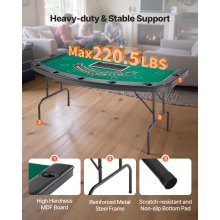 72 in Semi-oval Folding Poker Table Foldable 7 Player Casino Texas Holdem Table