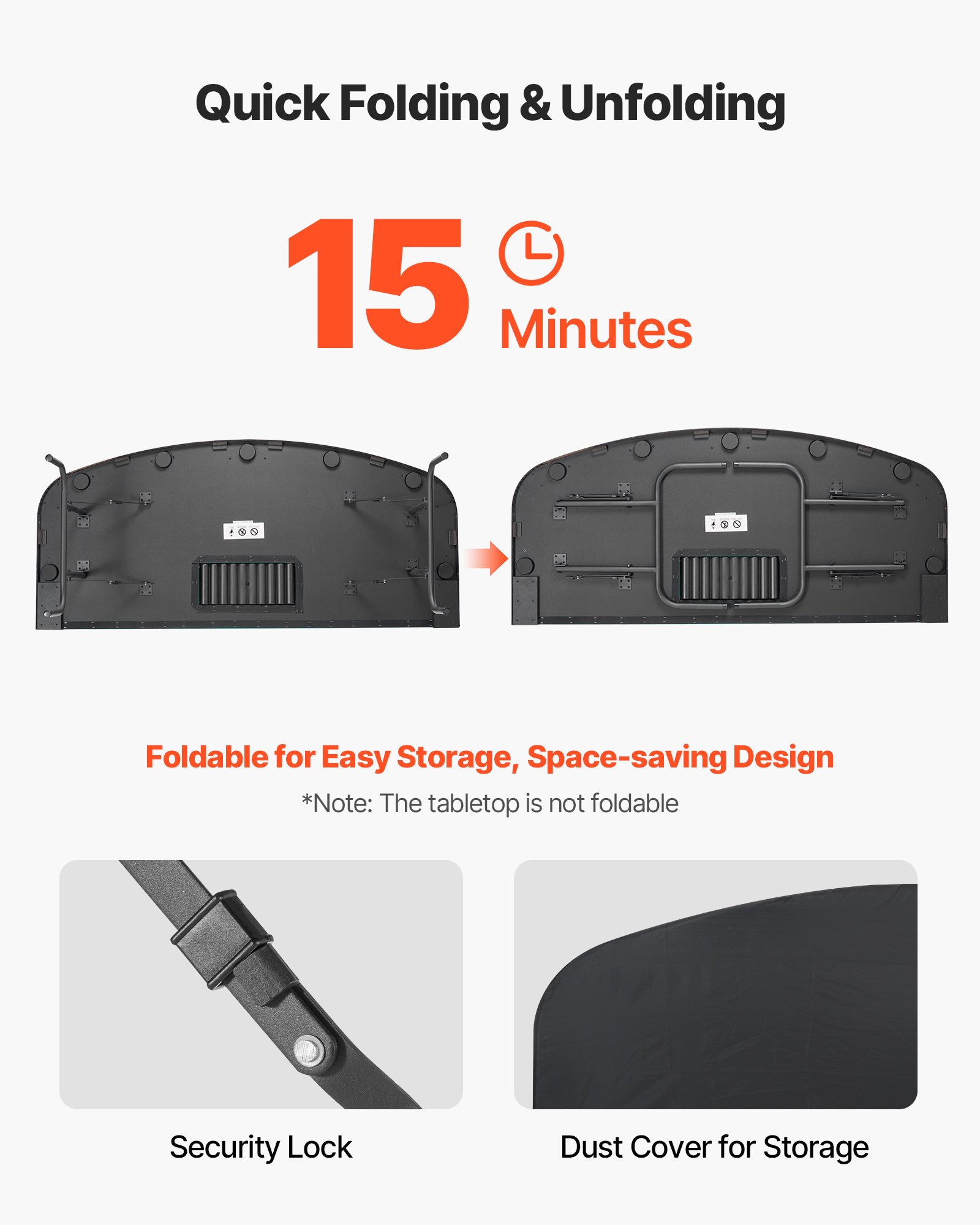 Mesa de póker plegable VEVOR, mesa de casino plegable de 72 pulgadas para 7 jugadores con rieles acolchados y portavasos, mesa de juego portátil semiovalada con patas de fieltro y metal, para Texas Hold'em y Blackjack