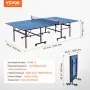 VEVOR Ping Pong Table, Professional Table Tennis Game, Indoor MDF Portable Table Tennis Table, Foldable Ping Pong Table with Quick Clamp Net and Lockable Wheels, 10 Minute Easy Assembly, 12mm Tabletops