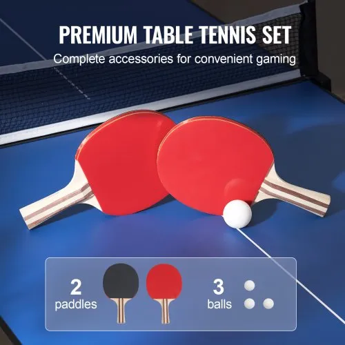 WhizMax Mid-Size Table Tennis Game Set - Indoor/Outdoor Portable Table Tennis Game With Net 2 Table Tennis Paddles And 3 Balls Blue