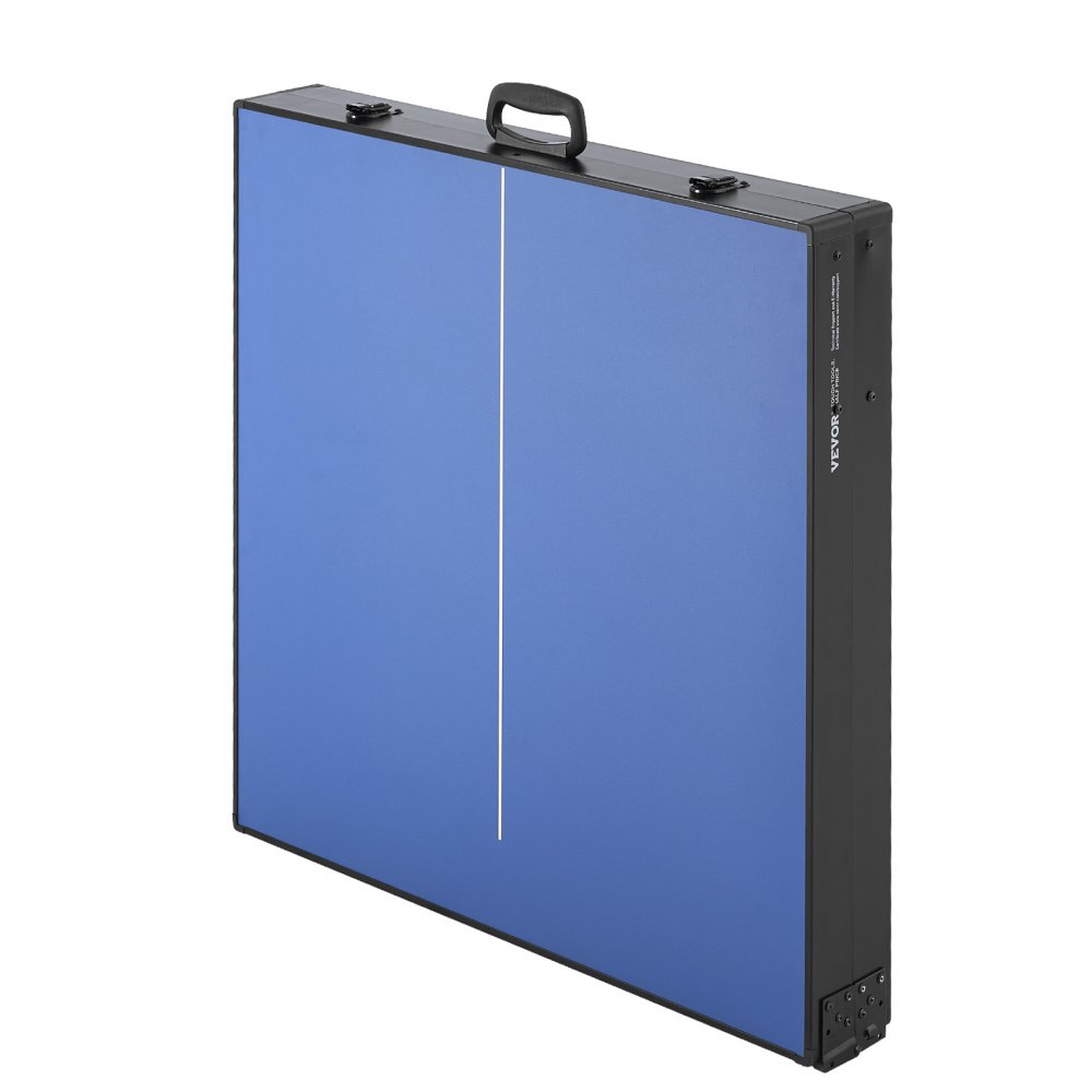 VEVOR Ping Pong Table, Mid-Size Table Tennis Game, Indoor MDF Table Tennis Table, Foldable Portable Complete Ping Pong Table Set with Net, 2 Paddles, 3 Balls, Carry Bag, Handle (No Assembly Required)