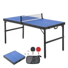 VEVOR Mid-Size Ping Pong Table Foldable Table Tennis Game Table Indoor with Net