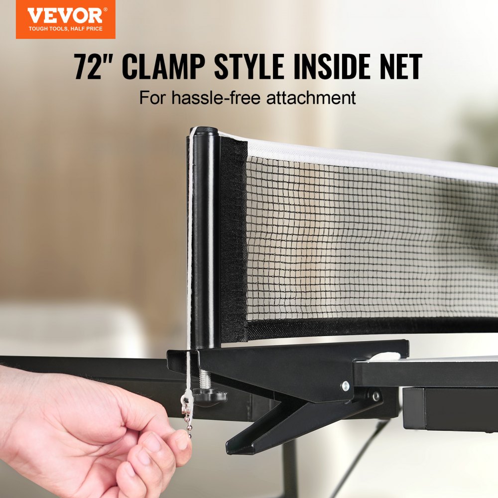 VEVOR Ping Pong Table, Professional Table Tennis Game, Indoor MDF Portable Table Tennis Table, Foldable Ping Pong Table with Quick Clamp Net and Lockable Wheel, 10 Minute Easy Assembly, 25mm Tabletops