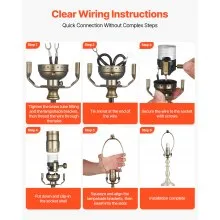 VEVOR Lamp Rewire Kit, E26 Lamp Socket with 12 ft Matching Cord, Antique Bronze Finish, Lamps Making Kit with All Essential Hardware, Light Wiring Kits for Table & Floor Lamps, DIY Rewire or Repair