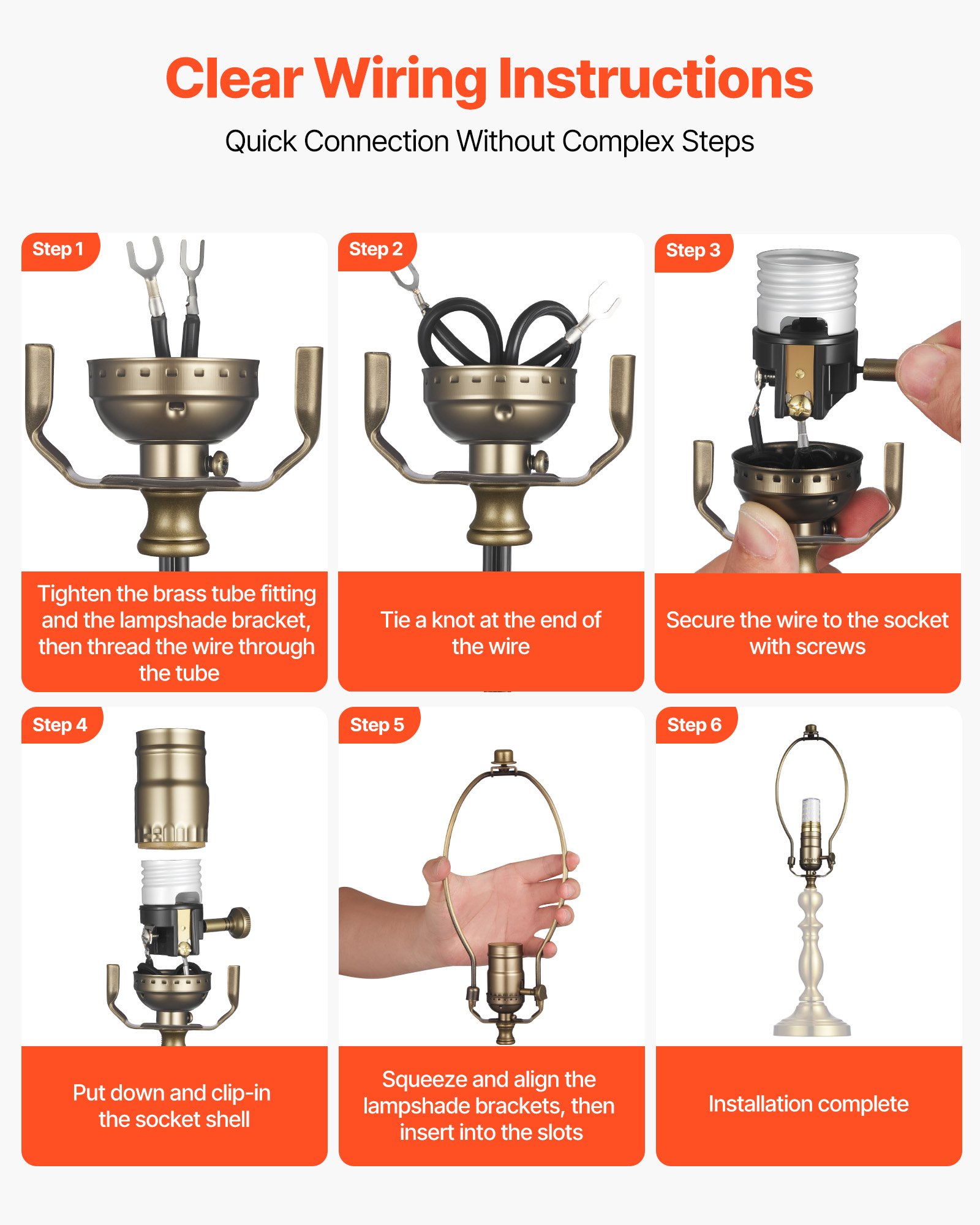 VEVOR Lamp Rewire Kit, E26 Lamp Socket with 12 ft Matching Cord, Antique Bronze Finish, Lamps Making Kit with All Essential Hardware, Light Wiring Kits for Table & Floor Lamps, DIY Rewire or Repair